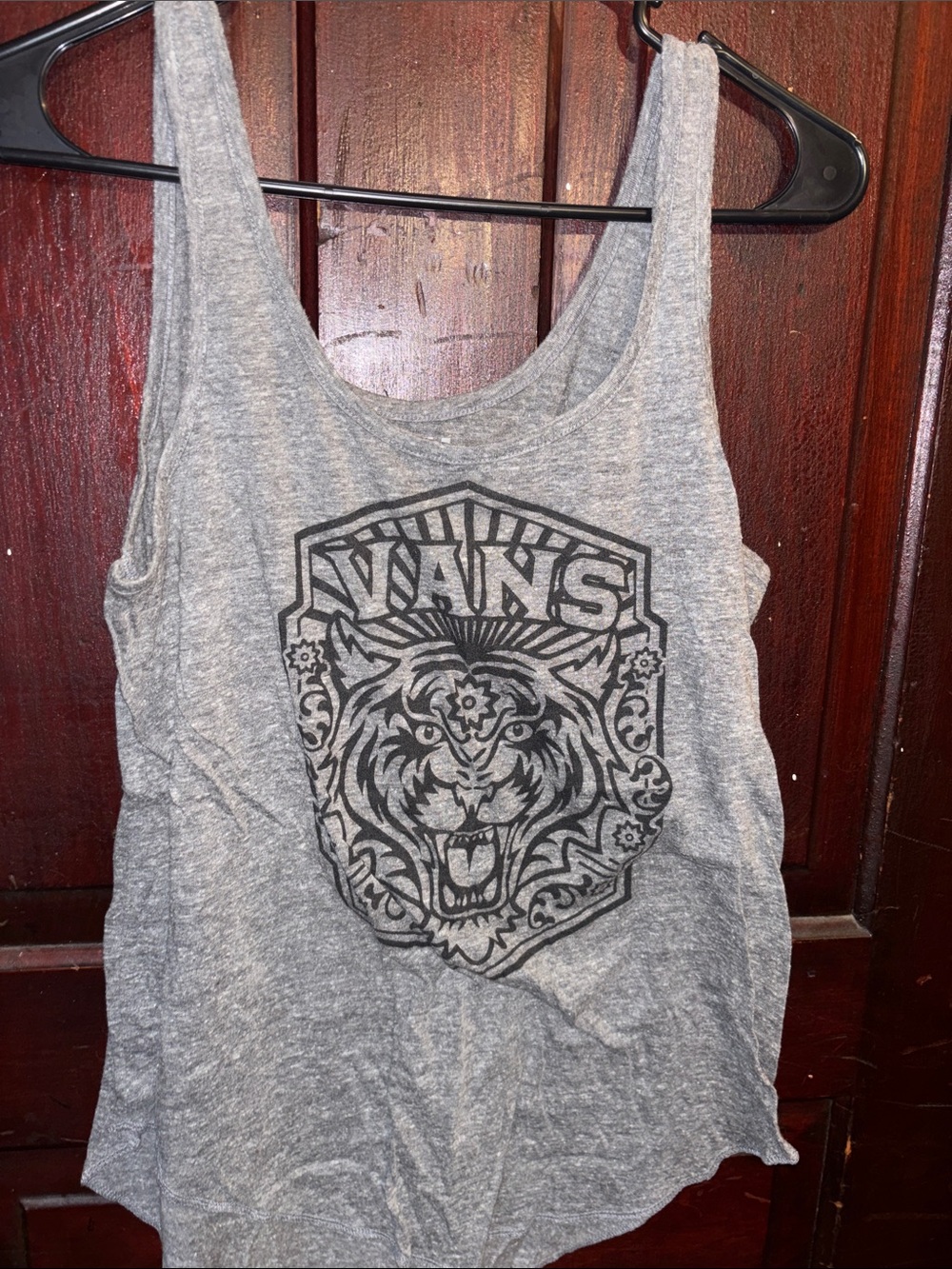 Vans Gray Tank Top with Black Tiger Graphic